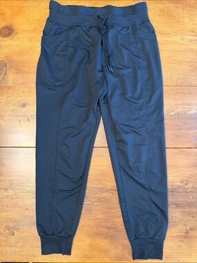 32 Degrees Women's Black Drawstring Joggers with Ribbed Cuffs